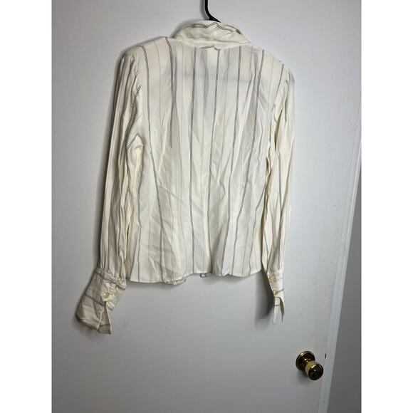 IZ California Women's Button Up Striped Long Sleeve Blouse Size M - Picture 6 of 8